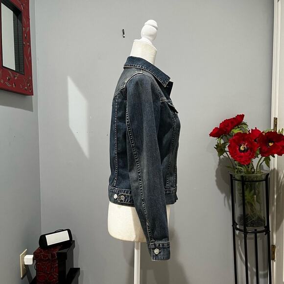 NEW GAP Vintage Y2K Distressed Denim Jean Classic Cropped Jacket Buttons XS NWOT - Picture 4 of 16
